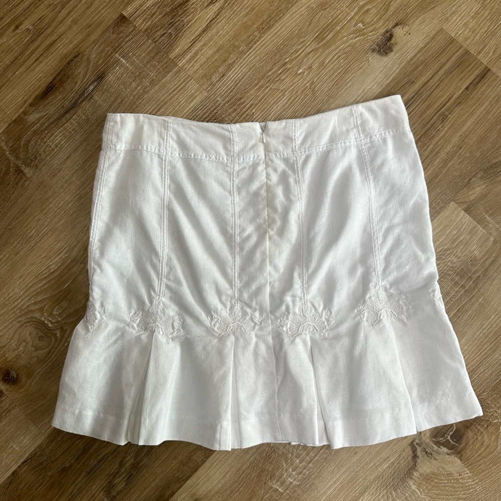 White Ruffle-Trim Linen Skirt - Picture 7 of 7
